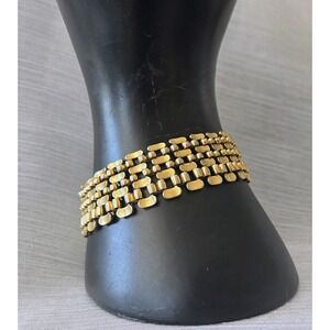 Vintage Premier Designs Signed Gold Tone Fluid Panther Link Bracelet 7.5"